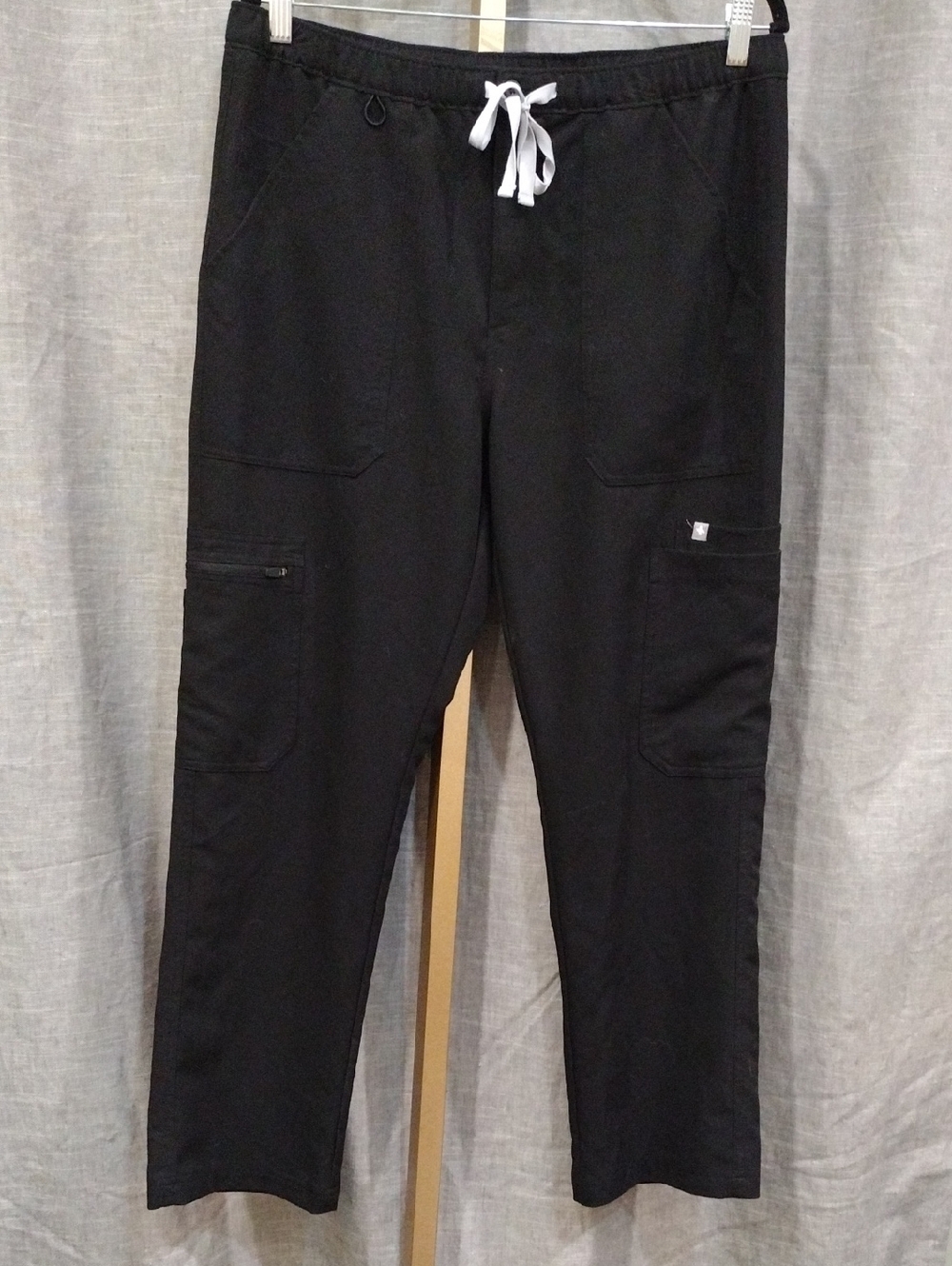 FIGS Men's Black Cairo Cargo Pants with White Drawstring